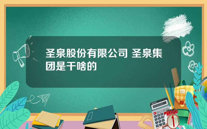 圣泉股份有限公司 圣泉集团是干啥的